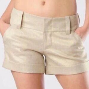 Alice + Olivia Champagne Metallic Linen-Blend Shorts — Size 4 ✨